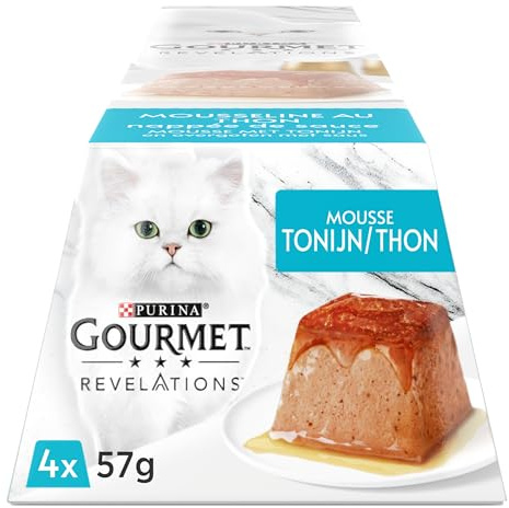 Gourmet Revelations Mousseline au Thon nappée de Sauce - 4 X 57g - Portions Repas pour Chats Adultes - Lot de 6
