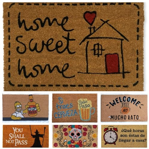 DONATELLA Felpudo Coco Dibujo con Base Antideslizante de PVC - 40x70 cm, Home Sweet Home