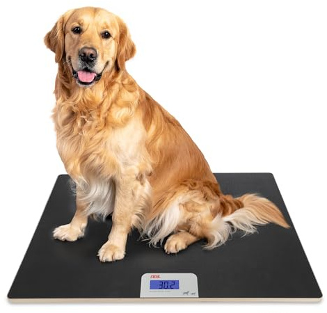ADE Digitale Tierwaage bis 100 kg | große Hundewaage XL | extra leicht und flach | pfotenfreundliche Oberfläche | auch für Katzen und Kleintiere