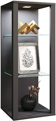 VCM Glasvitrine hängend | Vitrine Glas mit ESG-Sicherheitsglas | Maße ca. H. 90 x B. 35 x T. 35 cm | Hängevitrine Glas | Modern und platzsparend | Glas Vitrinenschrank - Glasol MW