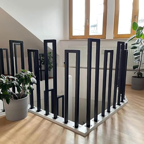 T-ZBDZ Treppengeländer U Form, Treppengeländer Innen U Förmig Schwarz, Geländer Außen Modern, Metall Handlauf Treppe, Treppenhandlauf Innen für Balkon Terrasse Veranda, Handlauf Geländer Aussen, 55cm