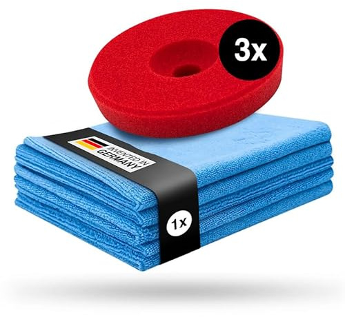 Liquid Elements Centriforce V2 Polierpads 75mm +5 Tücher, Rot, 3 Stück | Heavy Cut, Polierschwamm, speziell entwickelte Fräsung, optimierte Ergebnisse, Auto Polieraufsatz, für Poliermaschinen