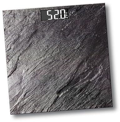 PUREFIT Digital Bathroom Scale for Measuring Body Weight - Marble Effect Ultra Slim, High Precision, Smart Scale with LED Display - Weighing Scale with Battery Included LB/KG/ST Max Weight 180KG