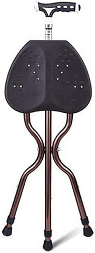 ZAANU Bastón Plegable, Ligero, de Altura Ajustable, Asiento, bastón, Taburete de Descanso de Pesca portátil con luz Led para Personas Mayores, muletas