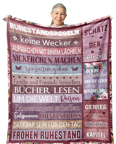 Yesbird Ruhestand Geschenk Frauen, Geschenke zum Ruhestand, Rentner Geschenk Frau, abschiedsgeschenk kollegen, Ruhestand deko, Rente Geschenk Decke 150x130CM