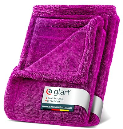 Glart 44TW68P Set Twist Toallas de Secado de Auto XXL Toallas de Microfibra Extra absorbentes para Secado sin Rayas, 80x55cm y 60x40cm, Morado