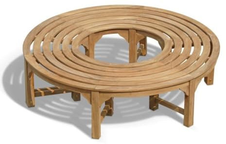 Teako Design Baumbank Teak Fermo S-Form Massivholz, Wetterfest und Langlebig, Verschiedene Größen, für den Garten geeignet, Holzbank, vielseitig, modern (180°, 180 cm), TB-1154-x