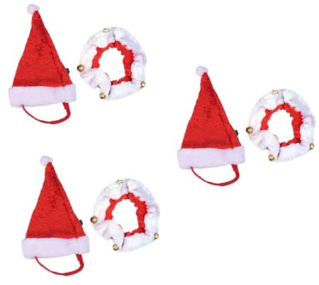 INOOMP 3stücke Adorables Weihnachts-Outfit Für Haustiere Verstellbare Santa-Hut-Kragen-Anzug Für Hunde Und Katzen Festliche Tierkleidung Für Weihnachten Einzigartiges Design Bequeme