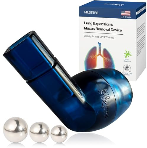 MillSTEPS Breathing Exercise Device for Lungs,Lung Expansion & Mu-cus Relief Device (Blue)