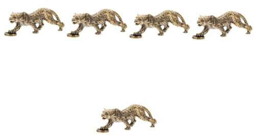 Cabilock 5stücke Retro Messing Leopard Figurine Dekorative Tierfigur Für Schreibtisch Vintage Brass Statue Für Home Office Stabile Desktop Deko Perfektes Für Tierliebhaber