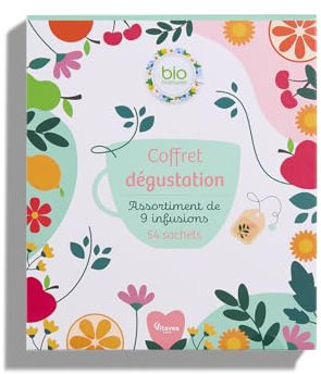 Coffret Infusion et Thé 100% BIO - 54 Sachets d'Infusions & Thés Bien-être - Saveurs Bergamote Citron, Menthe, Camomille, Hibiscus, Vanille - Pour Minceur, Sérénité et Énergie - Bionutrisanté
