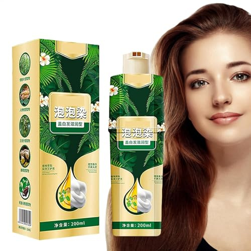 Bubble Plant Shampoo tintura per capelli, 200 ml, shampoo istantaneo, tintura per capelli, erbe aromatiche, facile da lavare, crema per capelli per uomo e donna