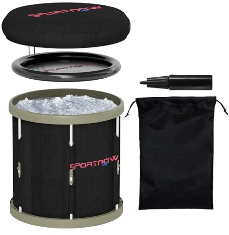 SPORTNOW Ice Bath Tub Outdoor, 210L Portable Cold Water Therapy Tub, Recovery Cold Plunge Pool with Lid, Cover and Carry Bag for Athletes, Black