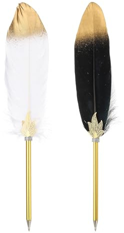 PATIKIL Pluma de Pluma， Pluma de Bolígrafo de Pluma a Granel Refinada Vintage para Pluma de Caligrafía de Pluma de Invitado Boda Oficina Escritura, Blanco/Negro