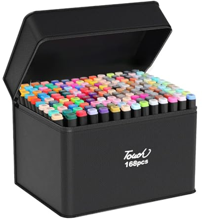 CRESZZLE Set di 168 Pennarelli Colorati per Bambini e Adulti, Pennarelli Doppia Punta per Manga, Design e Progetti DIY, Marker Pennarelli con Borsa Nera di Conservazione