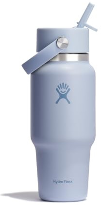 Hydro Flask – Wide Flex Straw Travel Bottle 710ml (24 oz) – Leakproof, Insulated, Cupholder Compatible – Keeps Drinks Cold 24 Hrs – Flex Straw Cap – Surf