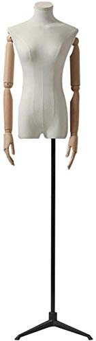 SHANYAYALI Weibliche Schaufensterpuppe, Torso, Körperform, mit Holzhänden und Stativständer für Kleidung, Kleid, Schmuck, Display (schwarz)
