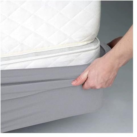 Extra tiefer, genialer Boxspring-Bezug, Jersey, gestrickt, dehnbar, 4 Seiten, Bettkastenbezug, passend für Doppelbett, Doppelbett, Queen-Size-Bett, Silbergrau, Queen-Size-Bett, 180 x 200 cm