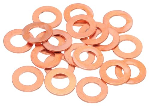 sourcing map 20 arandelas de cobre planas M12, juntas planas mejoradas de cobre de 12 x 22 x 1,5 mm, arandelas de anillo de aplastamiento métricas para accesorios hidráulicos, tornillos y tuercas