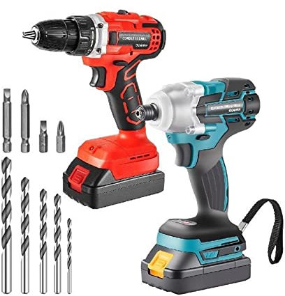 Set di cacciaviti a percussione for trapano a percussione elettrico a batteria da 20 V Set di utensili elettrici ricaricabili Kit di trapano da 13 pezzi con batteria da 2,0 Ah per professionisti e app