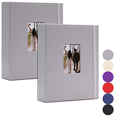 Vienrose Álbum de Fotos Instax Mini para 208 Fotos Compatible con Fujifilm Instax 12 11 90 Polaroid Snap Kodak Zink, 104 Bolsillos por Álbum Gris (2 Paquetes)