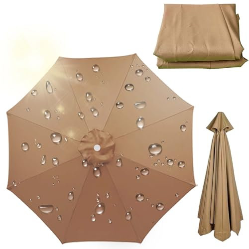 8 Stecche-4m Telo di Ricambio per Ombrellone, Tettoia di Ricambio per Ombrello Impermeabile, Protezione UV (Khaki)