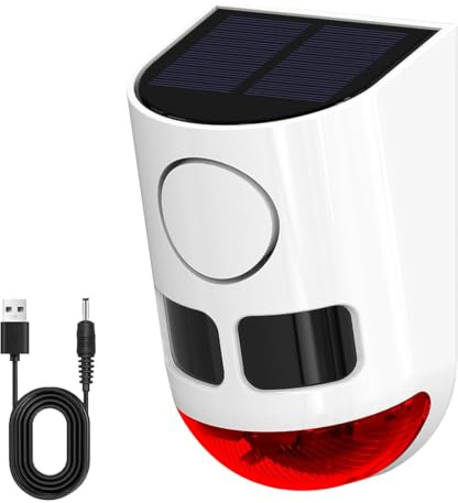 Alarme solaire stroboscopique détecteur de mouvement : aboiements et tirs de chien, 13 avertissements sonores en boucle, 130 dB, 4 modes, étanche pour la maison et la ferme