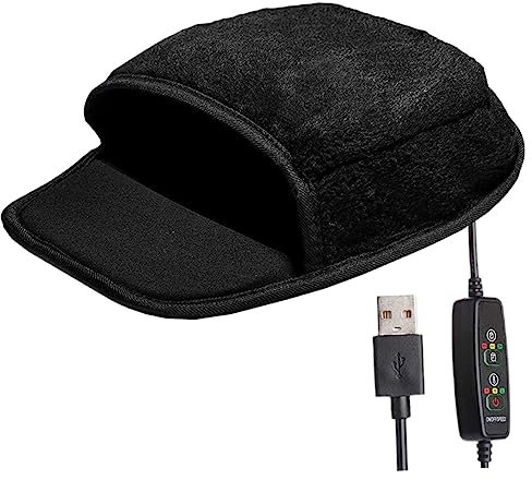 HOMSFOU USB Beheiztes Mauspad Stufiger Temperaturregelung Angenehme Handwärmer-Funktion rutschfeste Unterseite Weiches Plüschmaterial Für Home Office Und Kalte Jahreszeiten