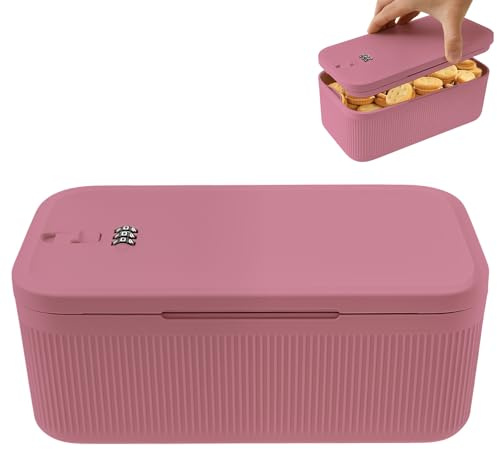 Foppla Small Lockable Storage Box with Combination Lock - BPA-Free Portable Safe for Medication, Cash, Phone Jail, Snacks, Food - Compact Container for Home Fridge, Office, Dorm, Travel (Pink)