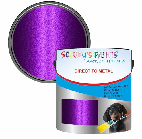 Scooby's Paints Direct to Metal Paint, Purple, 250ml, No Primer Required, Fast Drying (7 Purple Metallic)