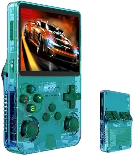 R36S Retro Handheld Video Game Console, 3.5Inch IPS Screen Video Player 64g TF Card 10,000+ Games Retro Handheld Game Console, With Open Source Linux System (Green)