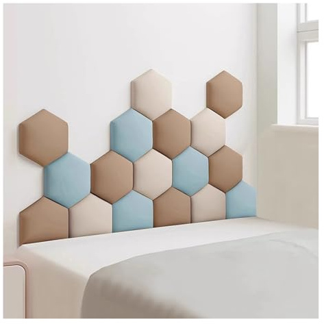 SZITW Lot de 17 Panneaux muraux rembourrés pour tête de lit, Rembourrage Mural Souple, Autocollants muraux 3D Anti-Collision pour Enfants (Bleu Clair, 180 x 105 cm)