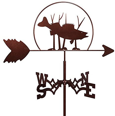 XJBTBA indicateur Direction du Vent Maison Acier Inoxydable Ferme, métal avec Ornement Animal, décoration girouette, abris extérieurs, toits de Cour en Fer (Poisson Nageur)