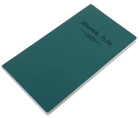 Alipis A6 Spanischer Wochenplaner 2025 mit Monats und Wochenübersicht PU Einband Dicker Weißer Papierblock Tragbarer Taschenkalender für Büro und Schule