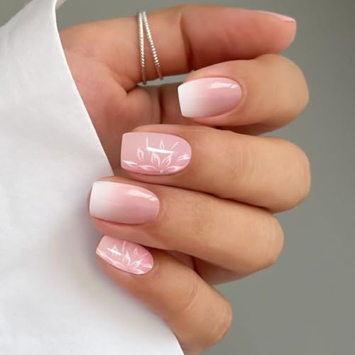 JMEOWIO Nagelfolie UV Härtend Blumen Farbverlauf UV Gel Nail Strips Nagelsticker Nagelaufkleber Nail Art Dekoration Nageldesign Zubehör