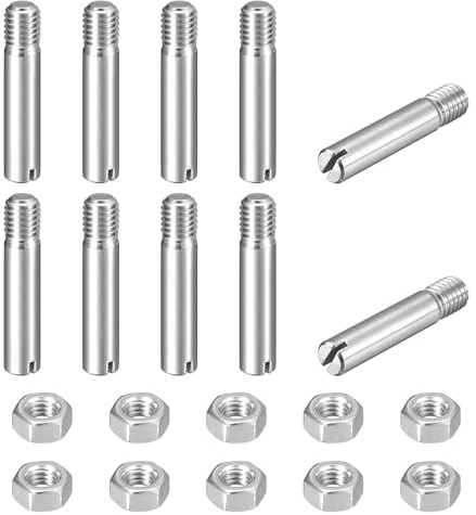 QUARKZMAN 10 Stück Zylinderstifte M8*40mm 304 Edelstahl Dübelstifte | M8*8mm Außengewinde, Gewindestifte Schlitz und Muttern Set für Mechanische Fertigung, Industrie, Möbel Montage