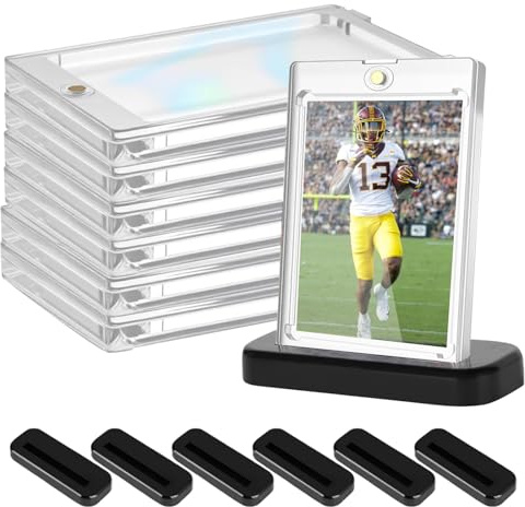 xolear 6 stycken topploader magnetisk korthållare, 35PT magnetisk korthållare, samlarkortsfodral 6 samlarkortsstativ, fickor för Att Samla Samlarkort, Sportkort och Vanliga Kort