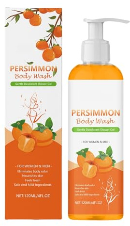 Gel De Ducha De Caqui, 120ml Lavado Corporal Caqui, Jabón Desodorante Natural De Caquis, Desodorizante Para Pies Con Mal Olor, Control Eficaz Del Olor, Loción Limpiadora Para Mujeres Y Hombres