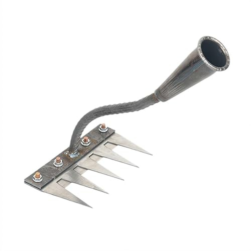 Rastrillo de deshierbe resistente, herramienta de jardín de acero al manganeso con 5-8 dientes, rastrillo de mano cultivador de múltiples dientes para césped y jardín de verduras (cinco dientes)