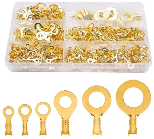 poraceous 540 Stück Kabelschuhe Set, Ringkabelschuhe Set, Rohrkabelschuh, Flachsteckhülsen, Quetschverbinder Sortiment, Kabelschuhe Flachstecker, Gabelkabelschuhe, Kabelverbinder M3 M4 M5 M6 M8 M10