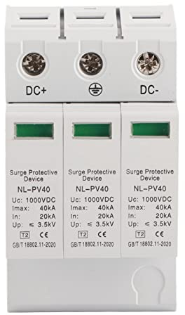 BAFOVY Dispositif de Protection Contre Les Surtensions, Dispositif de Protection Contre Les Surtensions PC 3P 1000 V DC 20 KA à 40 KA Rail DIN avec Fenêtre d'état Visuel pour électriciens de Boîte de