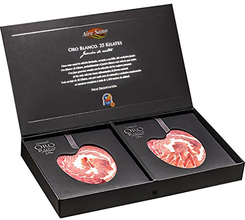 Jamón de Teruel (D.O.P) Oro Blanco de Aire Sano cortado a cuchillo en un estuche de 1kg (10 sobres x 100 gr)