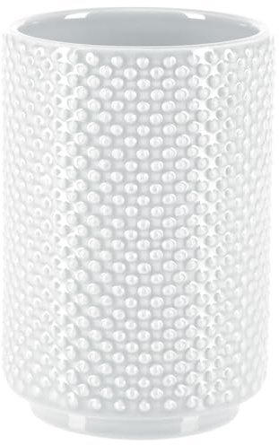Spirella Zahnputzbecher Zahnbürstenhalter Mero 8x8x11,5 cm Steinoptik - Weiß