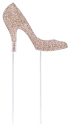 Toyvian 1 stück hochhackige schuhe kuchen topper glitter legierung strass geburtstag party kuchen pick lebensmittel dekoration lieferungen (gold)