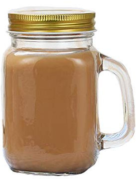 1PC 500ml/17oz Empty Refillable Clear Glass Mason Jar Mugs Tumbler with Handle and Metal Screw Cap Wide-Mouth Drinking Glasses Beer Glassware Drinking Cups for Milk Tea Cocktail Smoothies Beverages