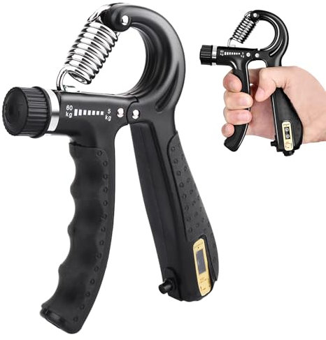 Handtrainer,Sporgo Handtrainer Fingertrainer mit Zählfunktion (0-99),Handtrainer Fingerhantel zur Stärkung von Handgelenk & Griffkraft mit Range von 5kg - 60kg für Krafttraining,Fitness,Beim Klettern (1Pack)