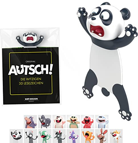 KXT Witzige 3D Lesezeichen - Original AUTSCH! Cartoon Tiere - Lustiges Geschenk für Kinder und Erwachsene (Panda)