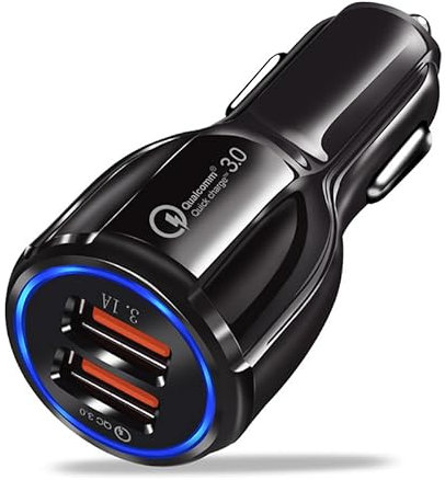Davilis® Caricatore USB da Auto 5V 6A Universale Quick Charge 3.0 Veloce Caricabatterie Alimentatore Presa USB 2 Porte, Spina per Smartphone Tablet iOS Android