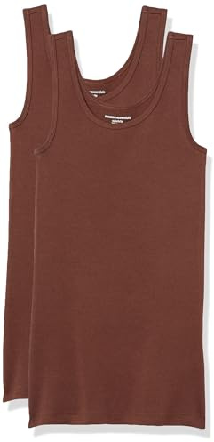 Amazon Essentials Women's Linne smal passform, Pack of 2, Brun, XL