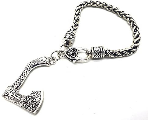 Viking Axe Charm Bracelet Metal Size S 18 cm in Jewellery Bag